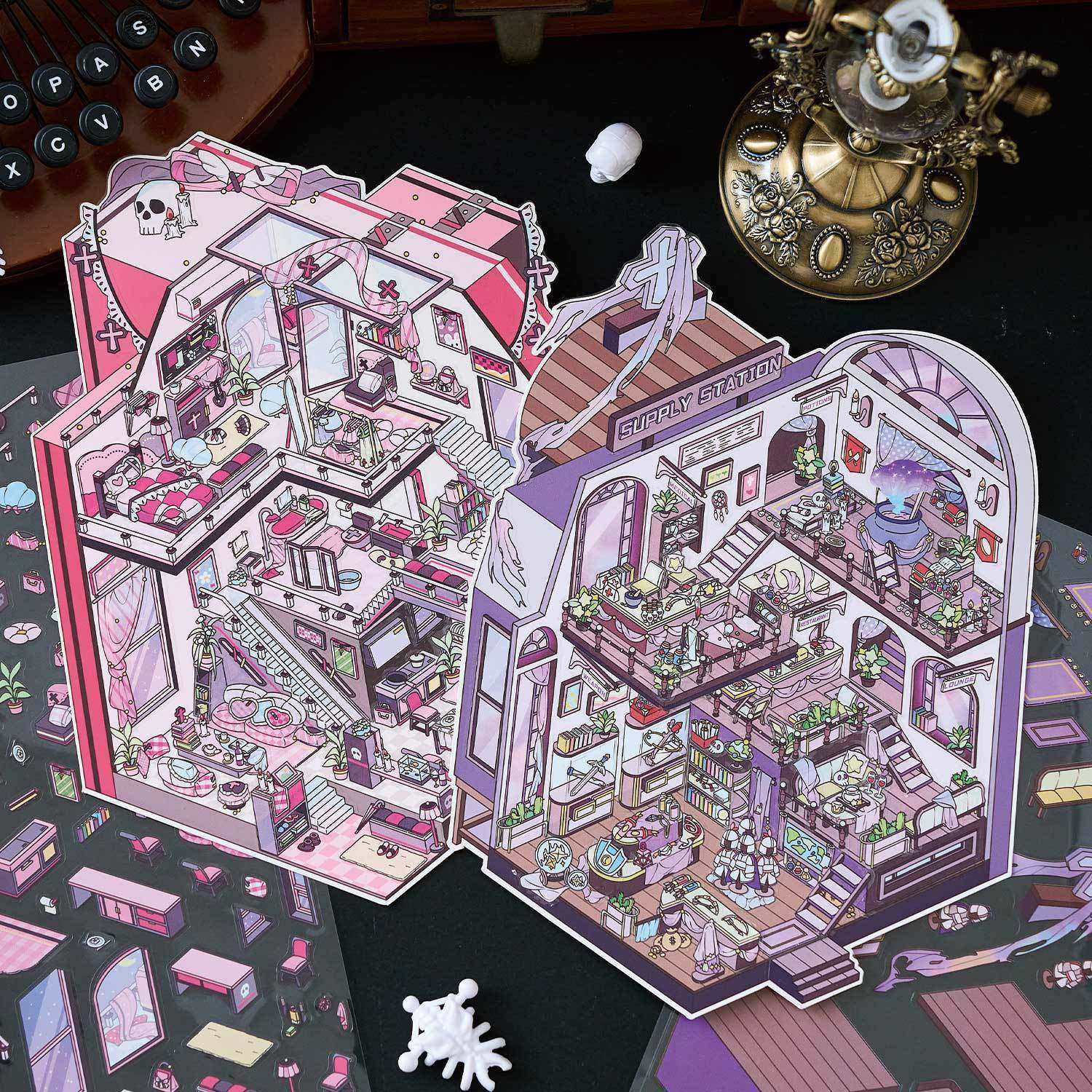 复古N次元大尺寸微缩造景贴纸卡通立体小屋手工diy堆叠场景玩具贴,文具电教/文化用品/商务用品,贴纸/立体贴纸,淘宝优惠券,粉丝福利购,淘宝优惠卷