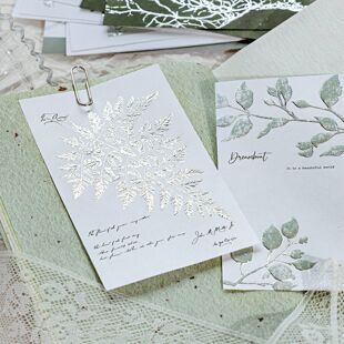 陌墨白牛皮纸烫银凸版浮雕便签 万物静默如迷系列 手账装饰拼贴