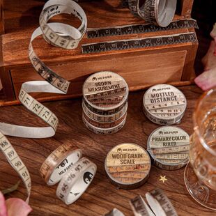 古典标尺复古特油和纸胶带ins简约实用测量卷尺手帐diy素材贴纸卷