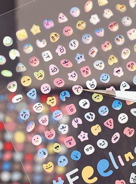 语闲小鼻嘎情绪四季贴纸可爱迷你deco小图案手账素材儿童美甲贴画