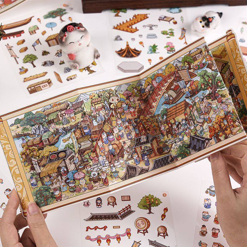 红楼梦清明上河图造景贴纸中国风全新立体卷轴式穿越庭院解压贴画,文具电教/文化用品/商务用品,贴纸/立体贴纸,淘宝优惠券,粉丝福利购,淘宝优惠卷