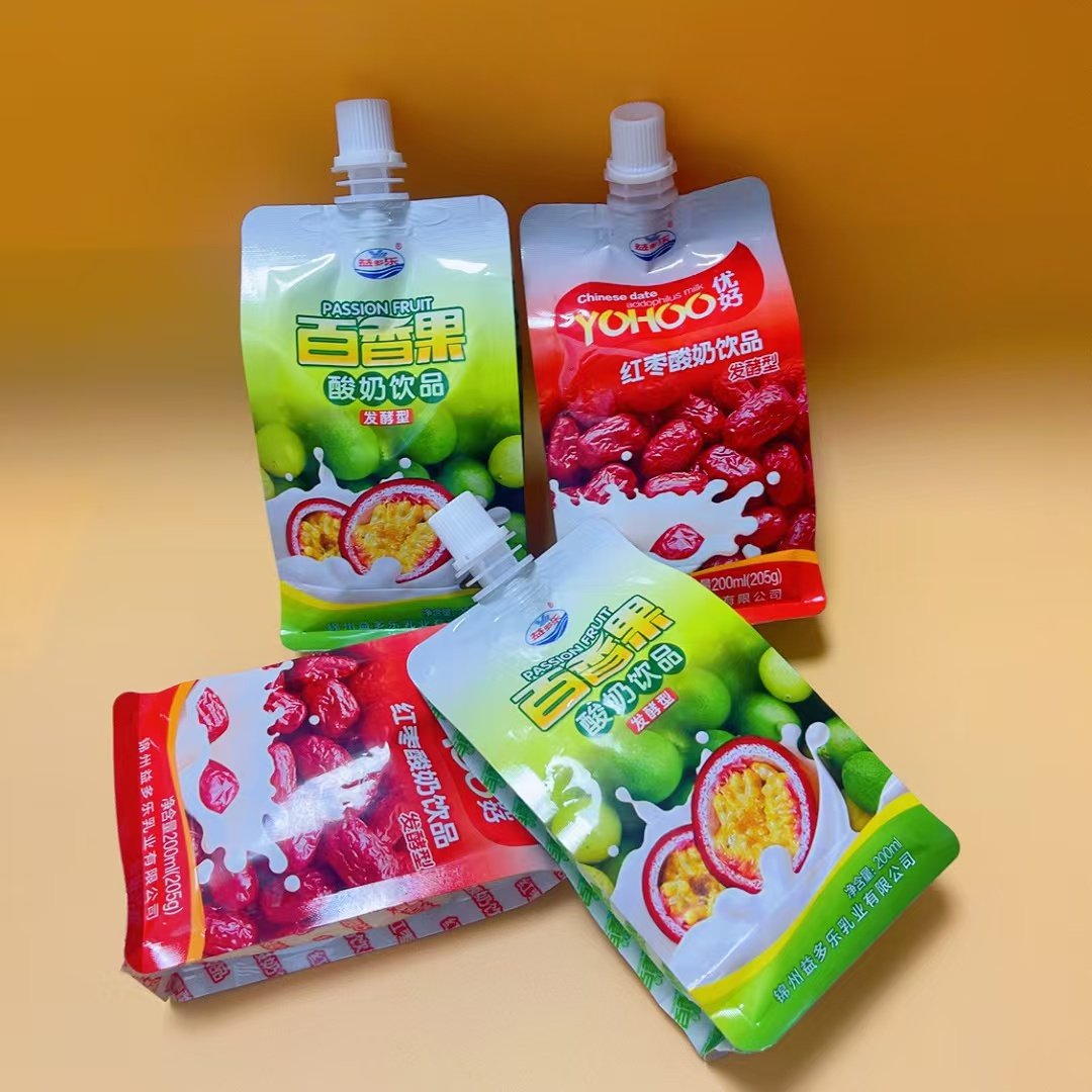 益多乐百香果红枣酸奶饮品开袋即饮200ml发酵型拧嘴袋装含乳饮料