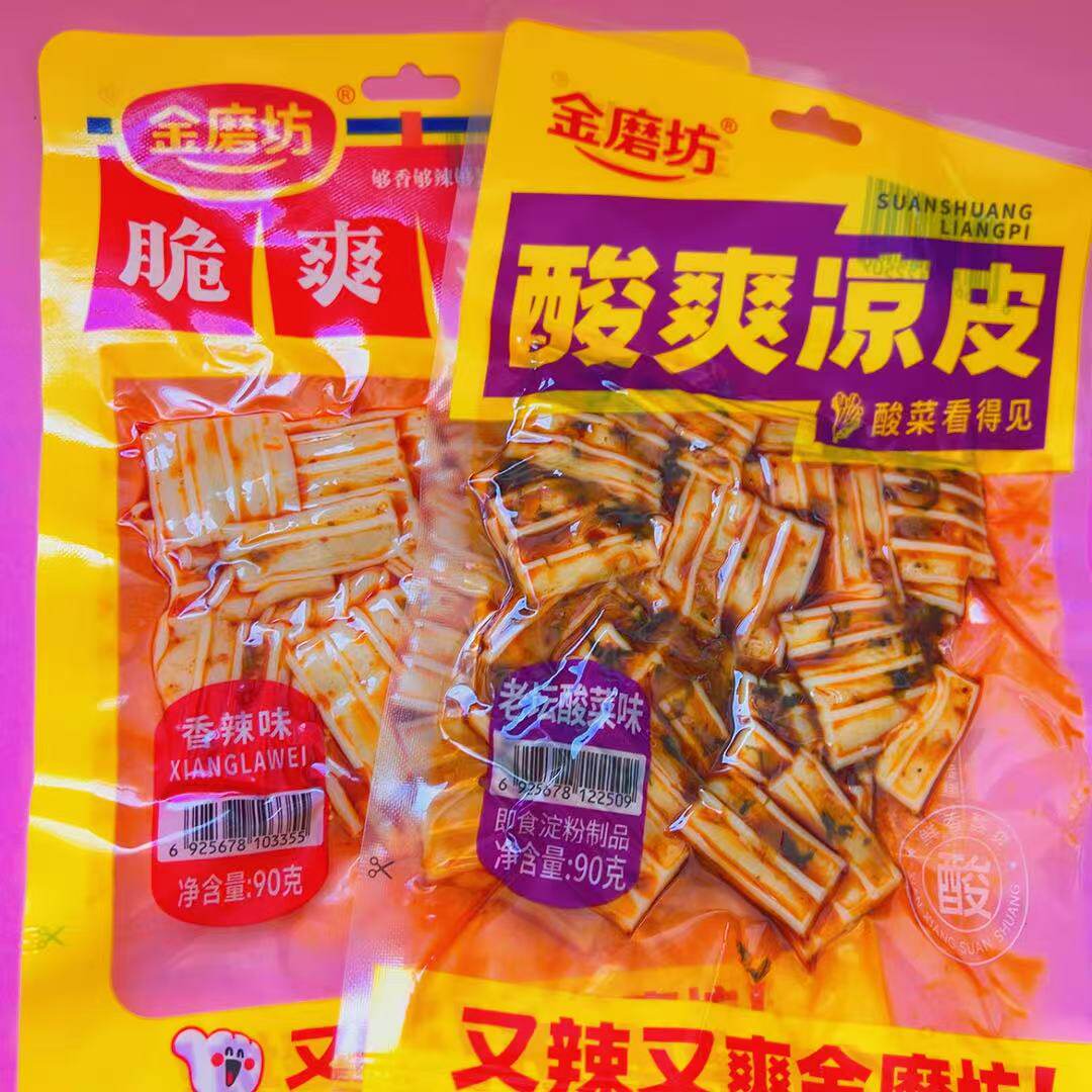 金磨坊脆爽凉皮香辣味/酸爽凉皮老坛酸菜味90克即食淀粉制品粉皮
