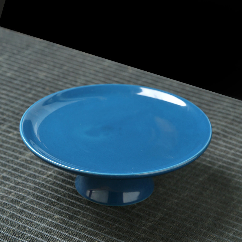 创意中式茶点高脚盘陶瓷家用客厅办公室茶道糕点盘点心碟供果托盘