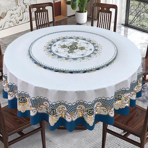 圆桌布防水防油免洗可擦防烫pvc加厚中式餐桌饭店家用大圆桌桌布