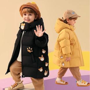 儿童宝宝男童可爱羽绒服冬季2025新款中长款男宝小童洋气加厚外套