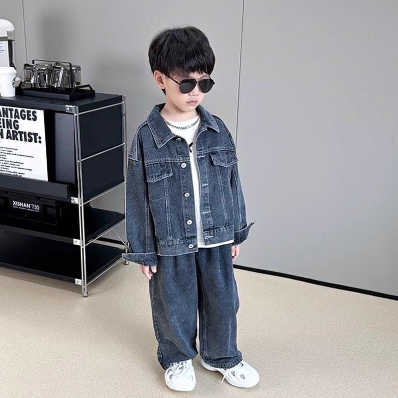 男童秋款假两件套装2025新款儿童装潮酷时髦卫衣小男孩痞帅气衣服