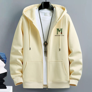 NASA重磅纯棉开衫卫衣男女连帽加绒加厚宽松大码秋冬情侣拉链外套