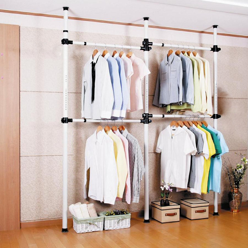 顶天立地挂衣架落地衣帽间卧室简易衣柜钢架组装折叠伸缩加粗金属|msdalam kategori perabot kediaman, rak, kot rak - dari Buy2taobao.com untuk memberikan perkhidmatan ejen Taobao profesional membeli