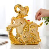 生肖羊摆件陶瓷招财存钱罐电视柜客厅桌面办公室新款 创意家居装 饰