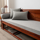 四季 通用亚麻长条实木沙发坐垫简约现代纯色红木椅海绵防滑可拆洗