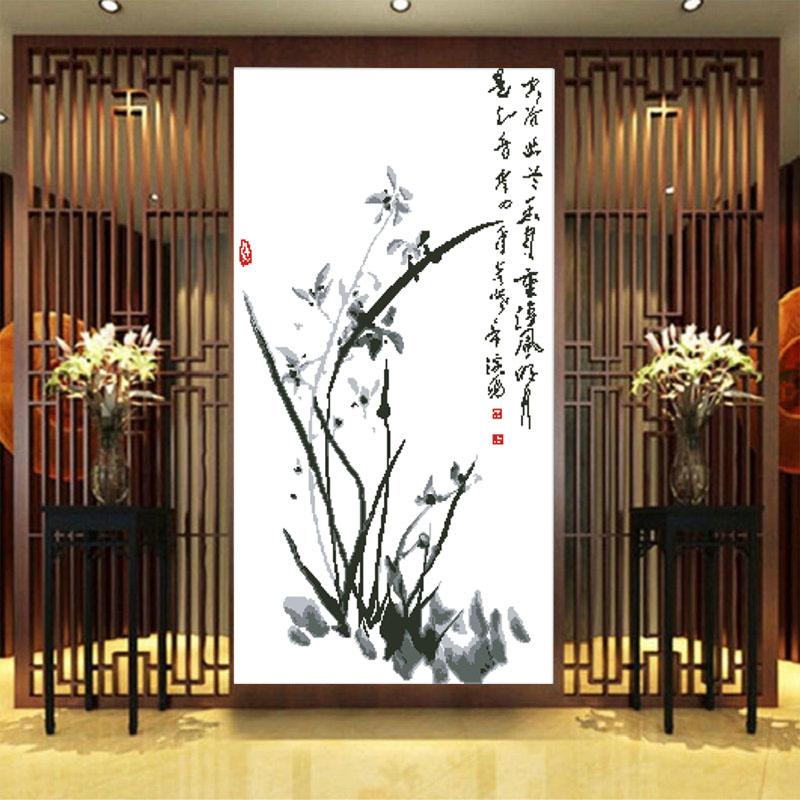 水墨蘭花中國風系列房間十字繡