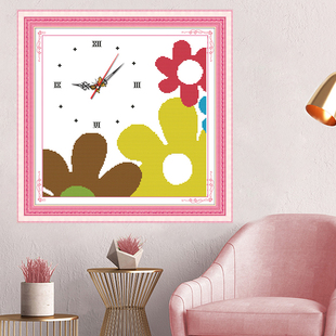 小花十字绣2025新款 线绣带钟表时钟小件入门新手初学者手工自己秀