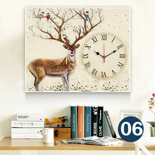 十字绣2025新款 客厅挂钟表餐厅麋鹿小幅卧室自己手工线绣大全满绣