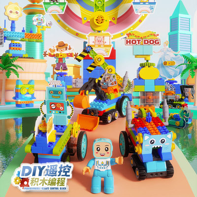 大颗粒9656齿轮遥控编程积木45002百变工程幼儿童益智拼装机器人