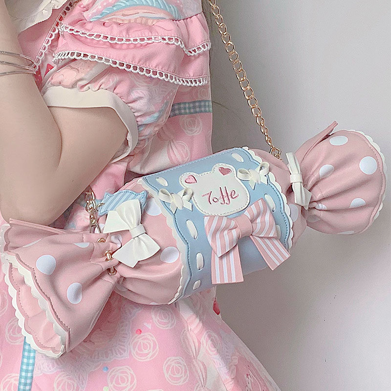 奶茶熊原创设计女生糖果包包刺绣甜美lolita单肩斜挎包手提jk包