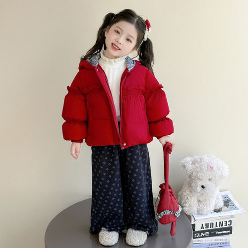 女童中长款杜邦三防90白鸭绒服