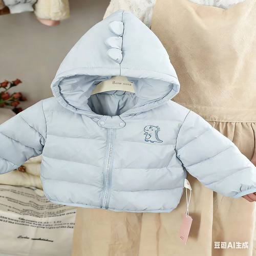 男童羽绒服冬装洋气婴儿衣服宝宝白鸭绒外出保暖轻薄连帽外套冬季