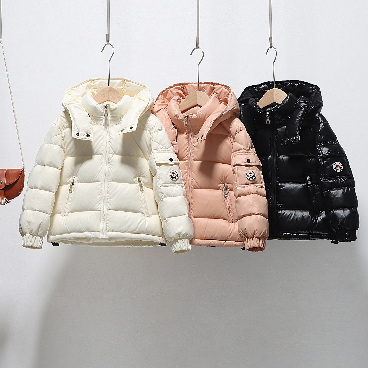 男女童三防连帽白鸭绒羽绒服