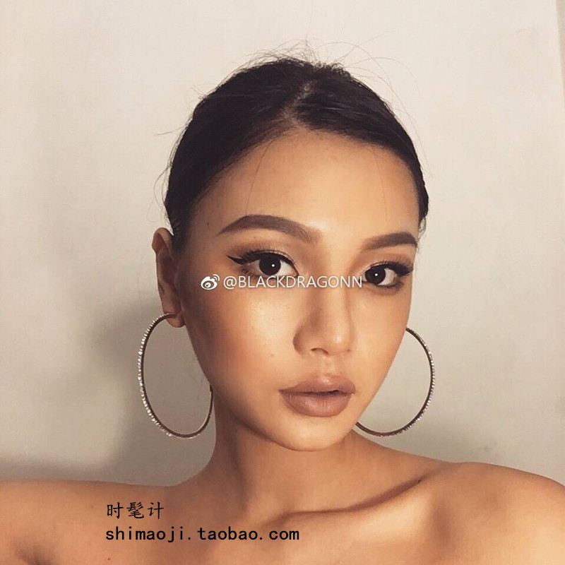 欧美个性夸张夜店网红复古夜店舞台DJ女歌手嘻哈水钻大耳圈耳环潮