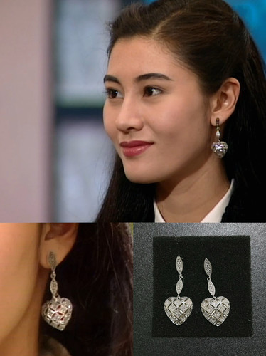 港剧《原振侠》李嘉欣同款复古简约气质爱心镂空耳环耳钉耳夹轻奢
