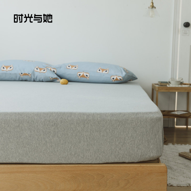 时光与她纯棉床笠单件天竺棉针织1.8m床垫1.2米1.5米单床罩保护套