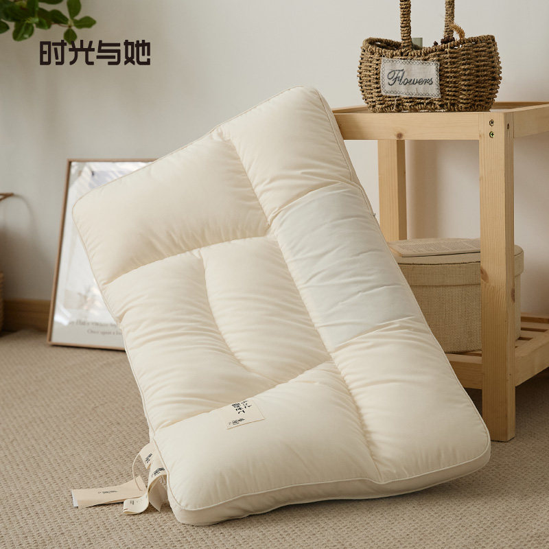 A类！生态抑菌五区护颈枕头一只装护颈椎单人枕家用全棉艾绒枕芯