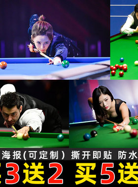 台球厅装饰画海报墙贴奥沙利文丁俊晖潘晓婷赵心童明星桌球室壁纸
