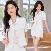 短裤 夏季 洋气小香风名媛西装 女爆款 两件套高级感白色西服 职业套装