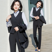 坎肩工作服 马夹衬衣套裙背心大码 银行职业套装 马甲女收银前台正装