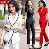 职业气质女神范美容院工作服套装 小西装 时尚 韩范夏季 薄 外套女短袖