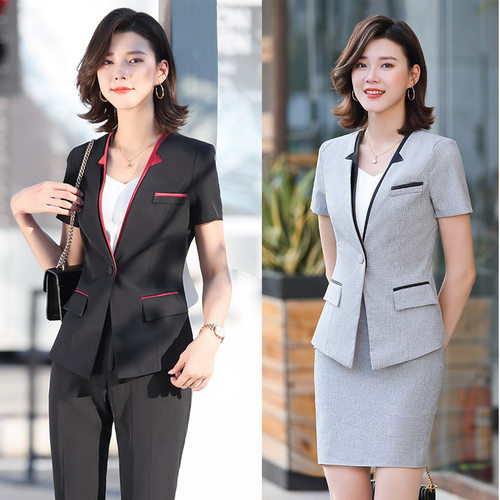 短袖夏季西装套装美容师工作服女