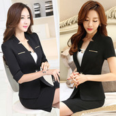 短袖 西装 美容师工作服夏装 女装 修身 套装 工装 OL职业装 套裙女士正装