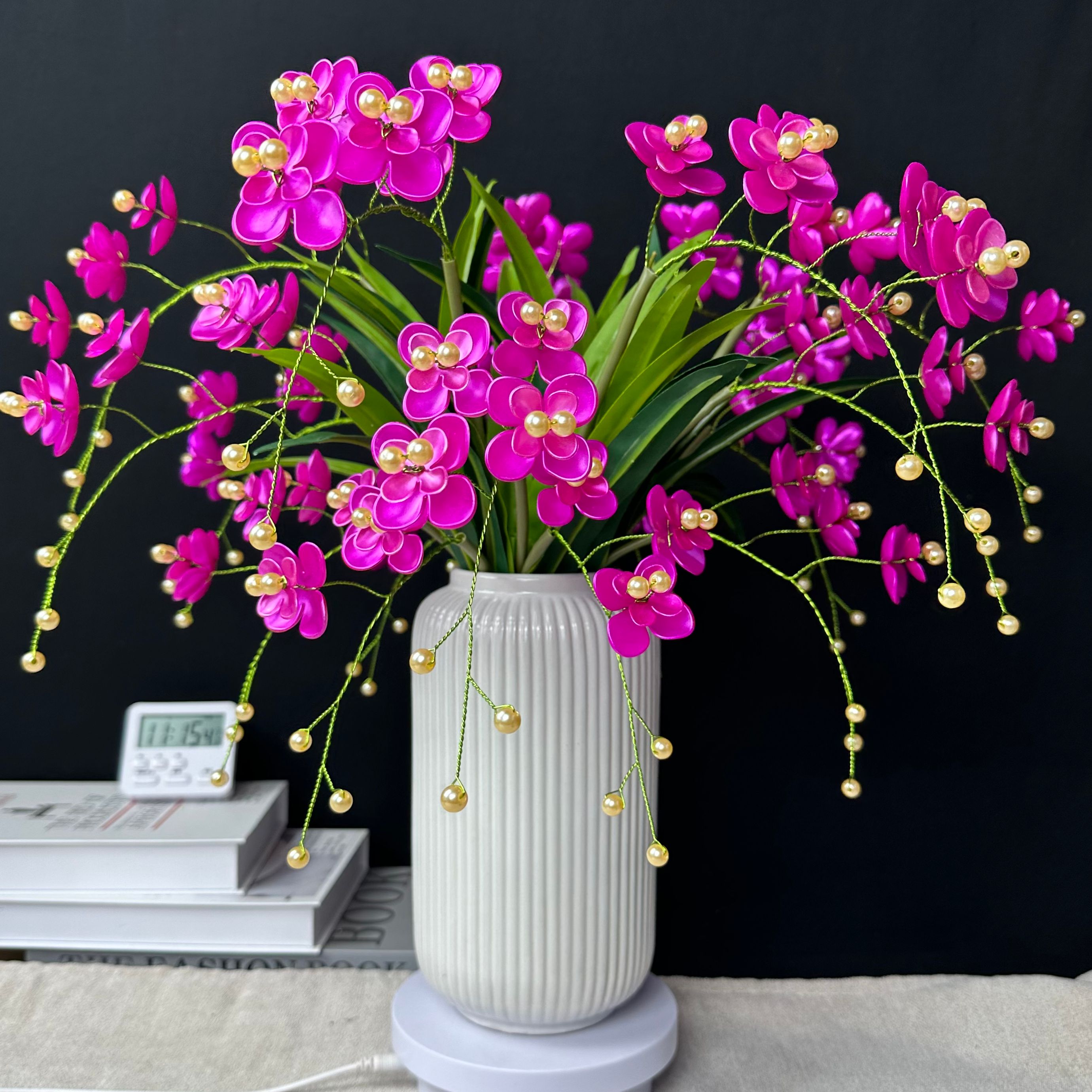 手工制作蝴蝶兰材料包编织品摆件【送竖条纹花瓶】