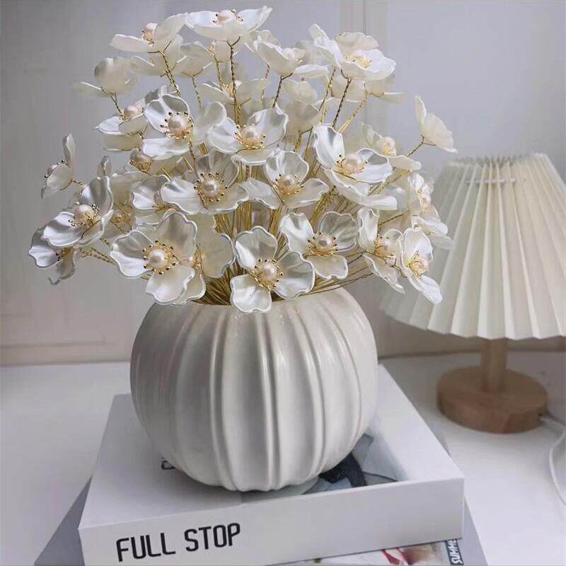 新品玉兰花材料包DIY手工串珠编织品仿真花束餐桌床头柜装饰摆件