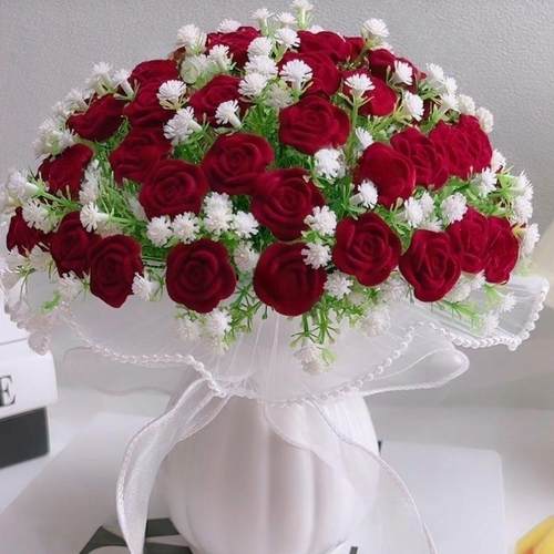 手工温馨玫瑰DIY编织品