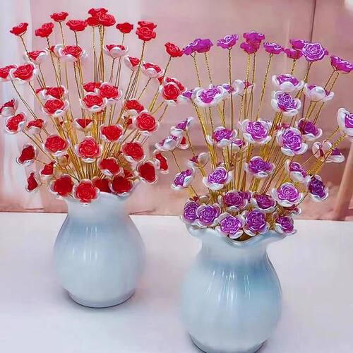 diy手工串珠玫瑰花材料包手工编织花束高级仿真花珠家居装饰摆件