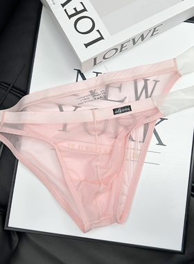 男士透明内裤全透超薄侧腰系带可拆情趣低腰高叉无痕内裤男三角