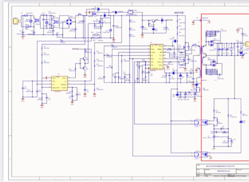 24Ｖ16.6A 400W带PFC 开关电源原理图 标注清晰 pdf 1654+NCP1397