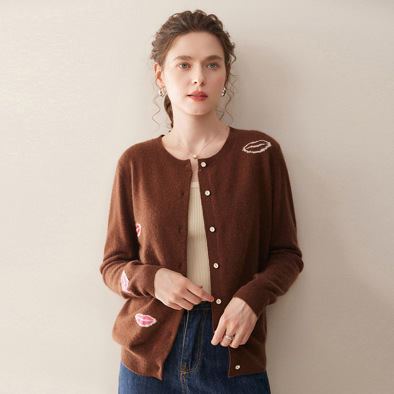 2025秋冬百搭时尚提花羊绒开衫羊绒针织衫