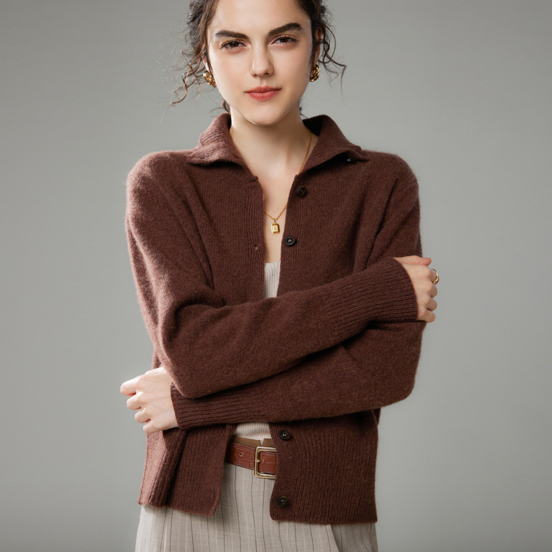 2025年秋季新款三股加厚高领针织羊绒开衫时尚休闲通勤百搭
