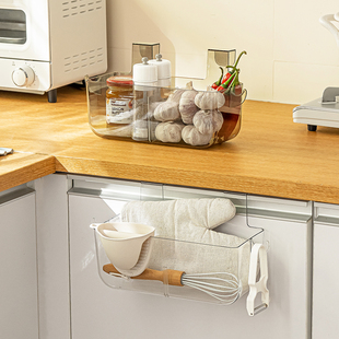 壁挂式 免打孔厨房收纳挂篮柜内置物架多功能侧收纳架 柜门收纳盒