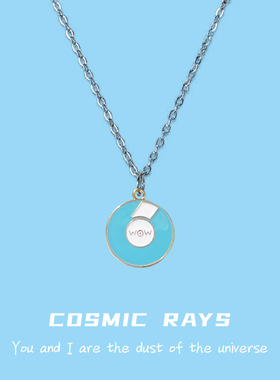 宇宙射线-欧美复古唱片蓝色胶片吊坠ins简约夏季闺蜜情侣百搭款式