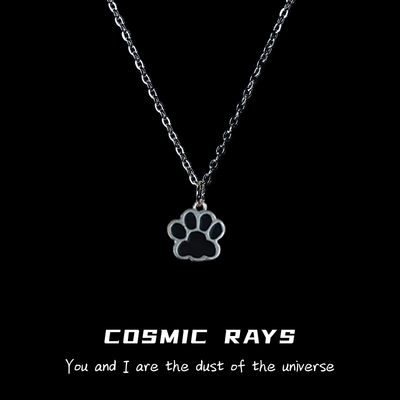 宇宙射线-网红萌宠黑色滴油可爱简约ins爪子脚掌百搭萌萌吊坠项链