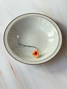 实用日瓷 日产 早餐甜品碗芝麻釉 中钵深盘 餐具 Adam&eve