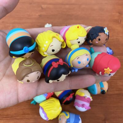 正版迪士尼公主粒粒松松罐子盲盒收纳粒粒公仔小萌粒手办叠叠乐