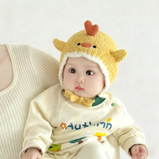 婴儿帽子秋冬季宝宝可爱男女超萌护耳冬天卡通防风毛线帽保暖绒帽