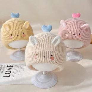 婴儿帽子秋冬季针织帽可爱甜美小月龄宝宝护耳帽新生婴幼儿毛线帽
