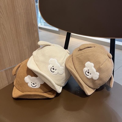 婴儿帽子春秋冬款卡通男女宝宝鸭舌帽ins简约小童棒球帽防风软檐