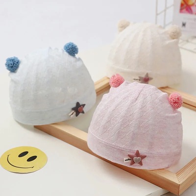 0-6个月初生男女婴幼儿透气胎帽